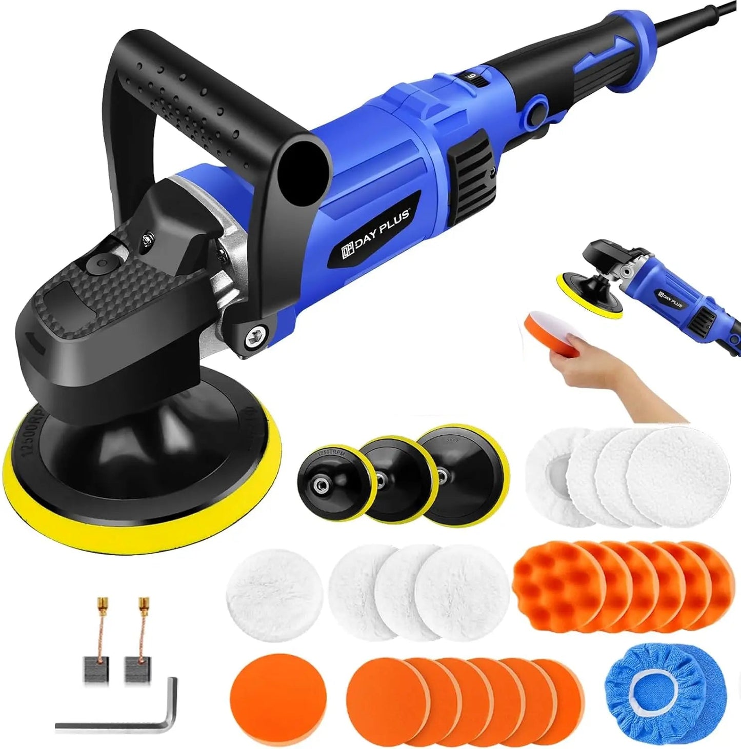 1400W Exzenter Poliermaschine Set – 150–180mm Dual Action Polierer mit 6-stufiger Drehzahlregelung