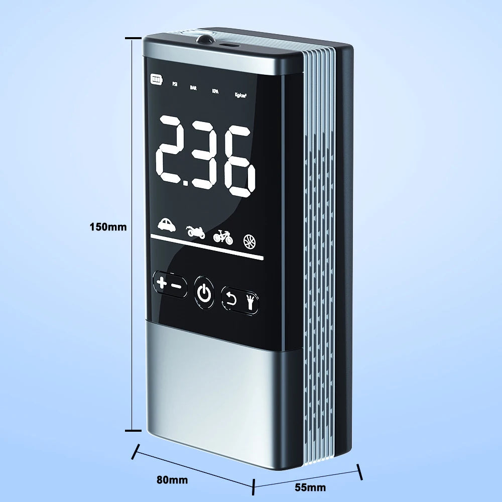 Kabelloser Auto-Luftkompressor mit LCD Display – Tragbare elektrische Luftpumpe für Auto, Motorrad & Fahrradreifen
