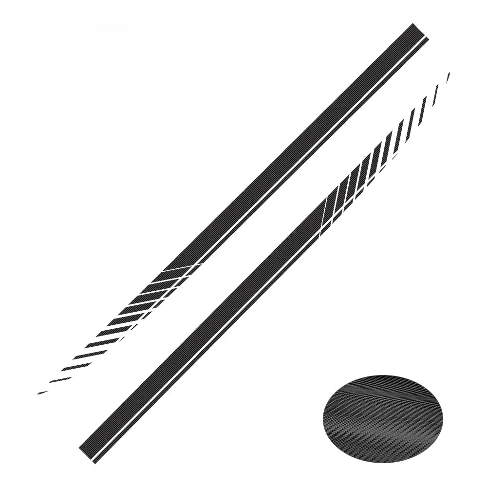 Zwei selbstklebende Auto Seitenstreifen im sportlichen Design für Fahrer- und Beifahrerseite