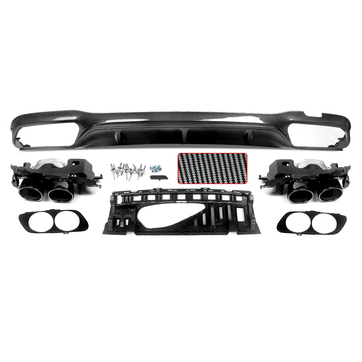 Mercedes E-Klasse W213 Diffusor-Kit – Carbon-Look, Doppelendrohre, AMG-Style
