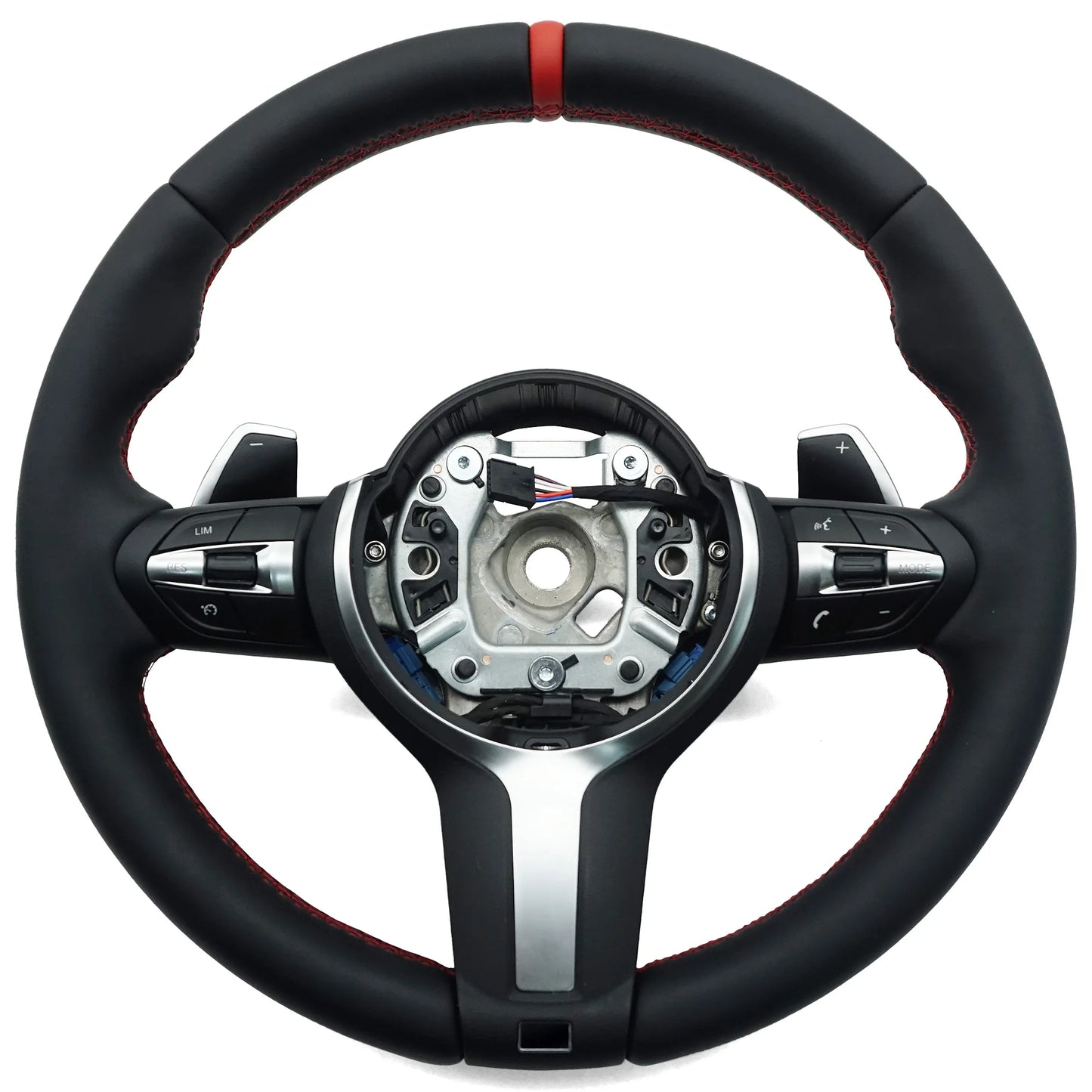 leder lenkrad in schwarz rote 12 uhr markierung