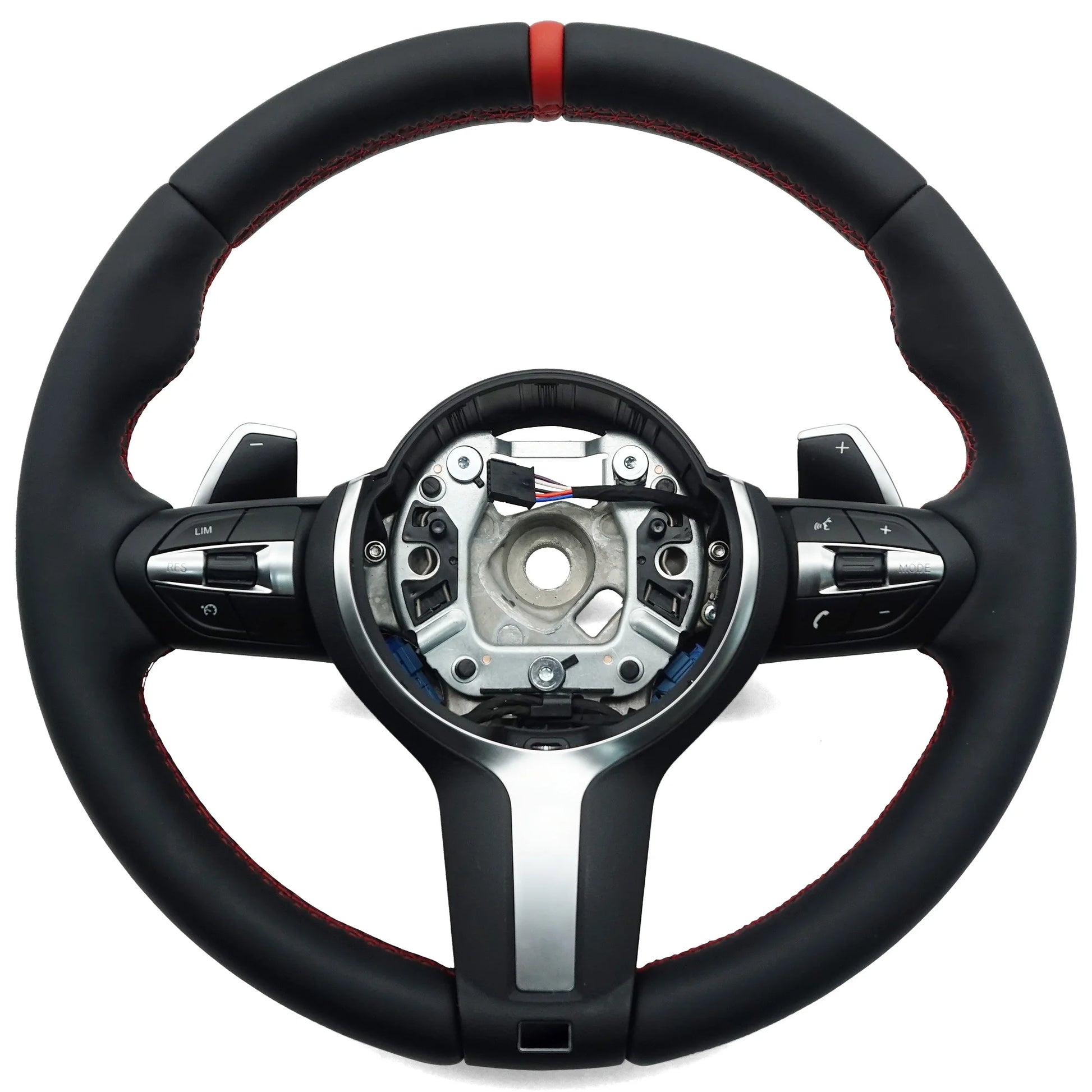 leder lenkrad in schwarz rote 12 uhr markierung